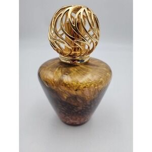 La-Tee-Da! Large Amber Glass Lamp Fragrance Round Gold Crown Glass Diffuser